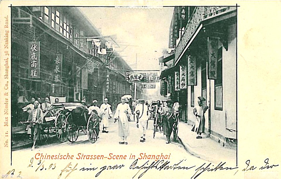 Chinesische Strassen Szene in Shanghai 1903