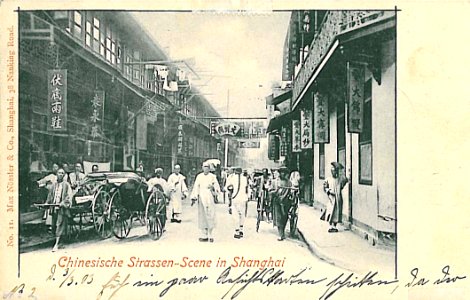 Chinesische Strassen Szene in Shanghai 1903