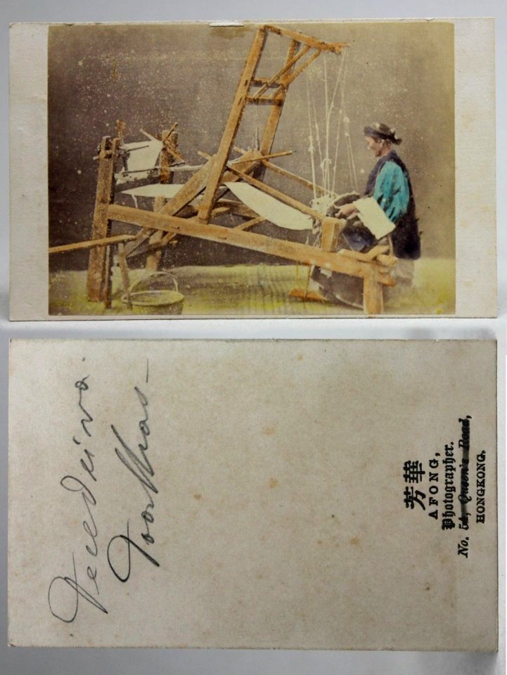 Chinese weaver woman by Afong
