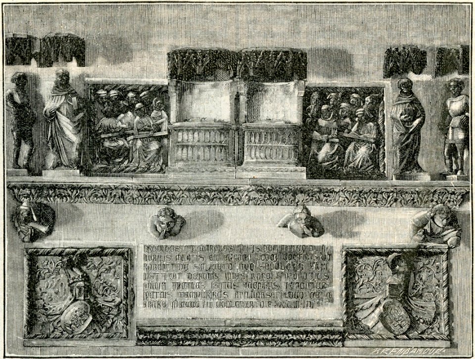 Chiostro di San Martino Monumento ai due Saliceti xilografia
