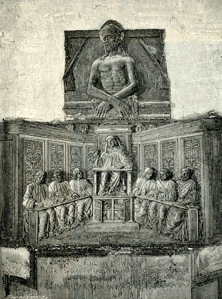 Chiostro di San Martino Monumento al giureconsulto Pier Canonici xilografia