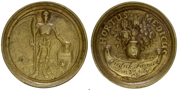 Chirurgijnsgilde t.n.v. Fredrik Farneck, 1761 (chirurgijn 1761-1782) (toegangspenning Hortus Medicus), objectnr PA 1127