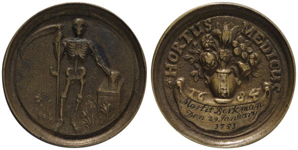 Chirurgijnsgilde t.n.v. Martinus Berkman, 1751 (chirurgijn 1751-1785) (toegangspenning Hortus Medicus), objectnr PA 15