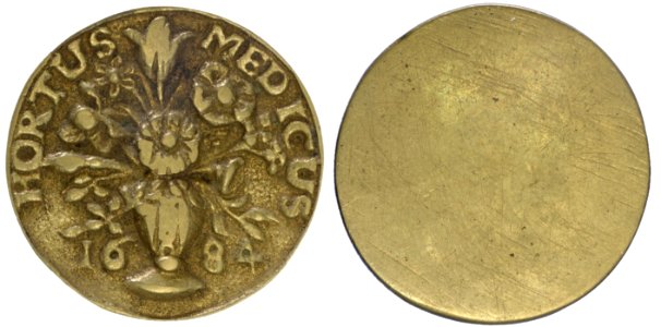 Chirurgijnsgilde toegangspenning Hortus Medicus, objectnr PA 1124