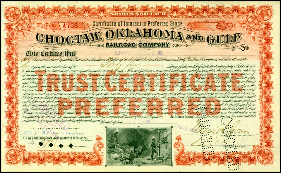 Choctaw, Oklahoma and Gulf RR 1901
