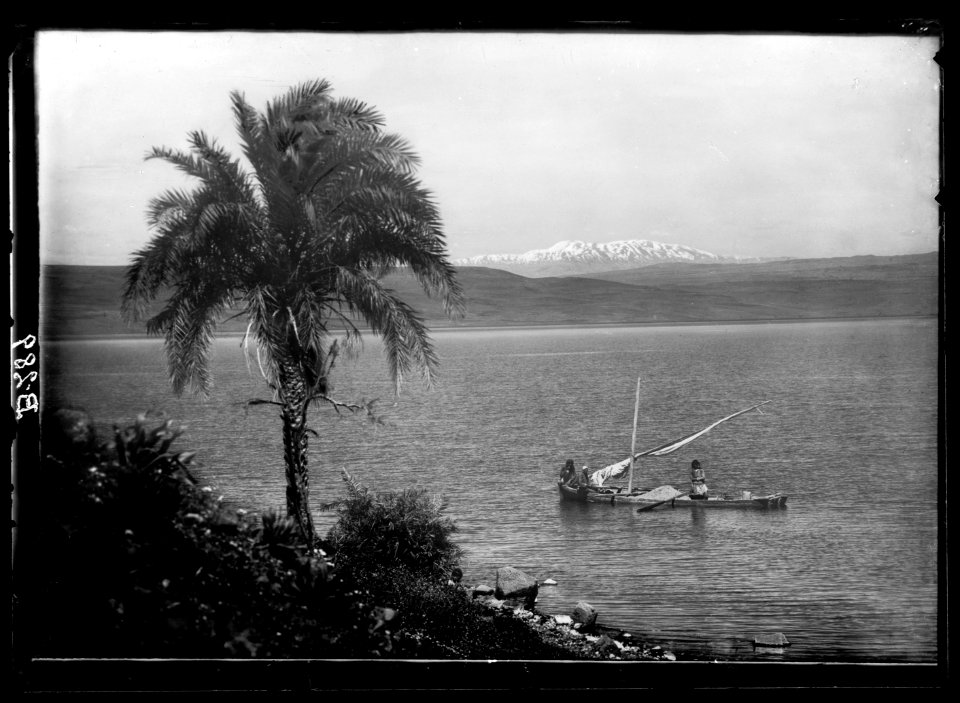 Choice set of thirteen slides, illustrating the Sea of Galilee and its fishermen still 'toiling with their nets.' 'A fire of coals' LOC matpc.22616