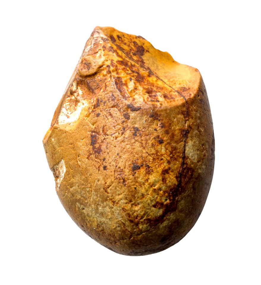 Choppingtool in silex, 500 000 tot 100 000 BP, vindplaats- Meldert, aan de Zwarte Beek, losse vondst, collectie Gallo-Romeins Museum Tongeren, ME 50 Gr 60