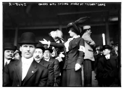 Chorus girl raising money at TITANIC game LCCN2014690447