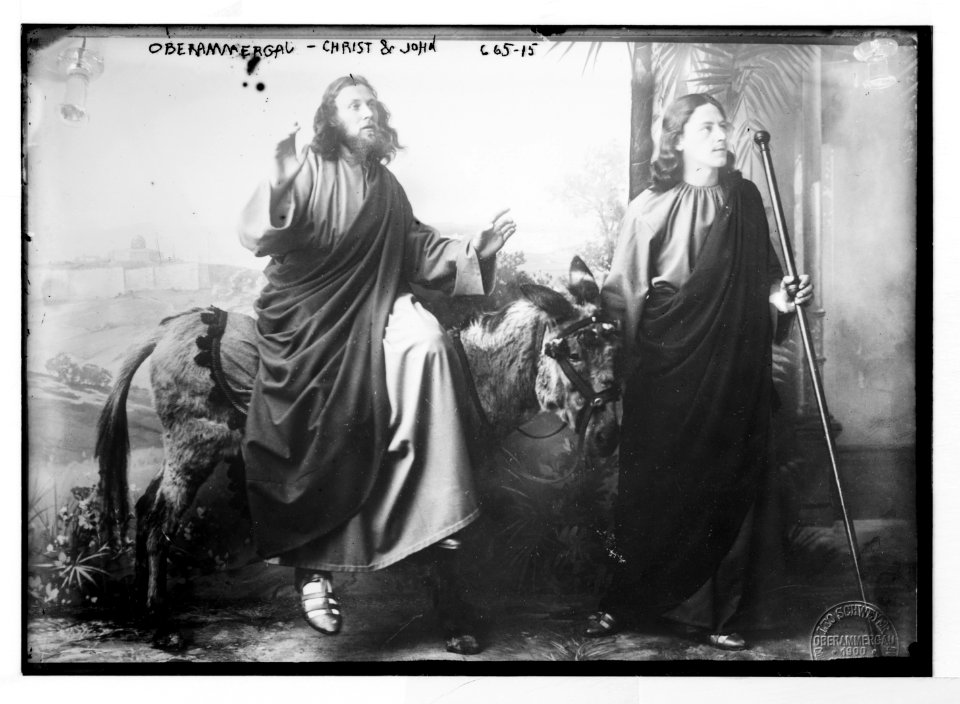 Christ and John, with donkey, passion play, Oberammergau, Bavaria, Germany LCCN2014683197
