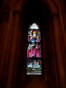 Christchurch cathedral Dublin - Baptistery stained glass (St Cuthbert)