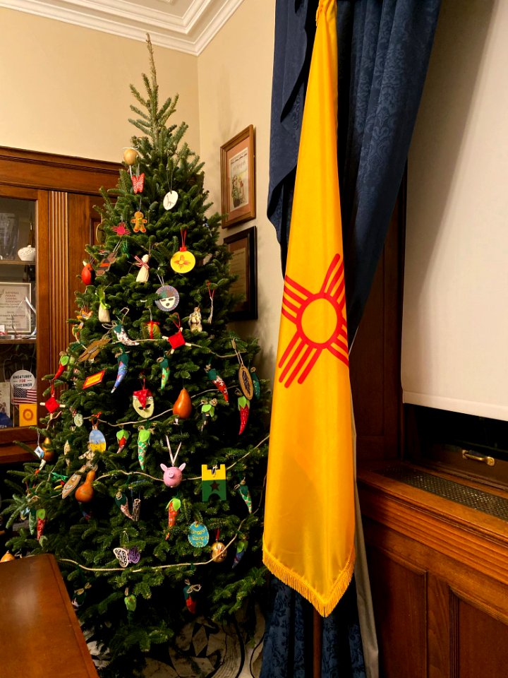 Christmas tree from New Mexico in Deb Haaland's office