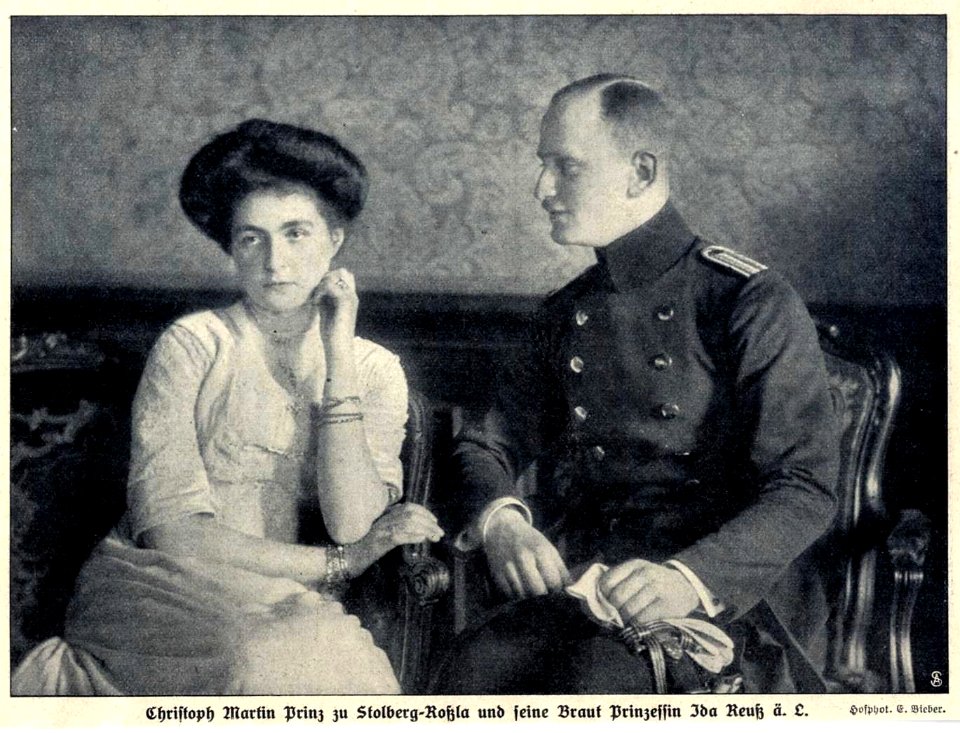 Christoph Martin Prinz zu Stolberg-Roßla und seine Braut Prinzessin Ida Reuß ä. L.,1911