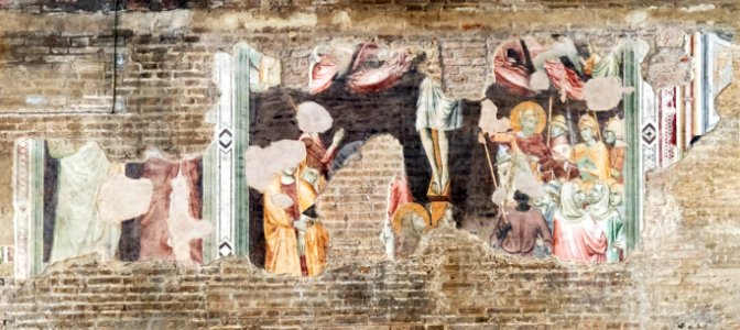 Church of the Eremitani (Padua) - Interior - Left nave - A crucifixion Fragment of 14th century fresco photo
