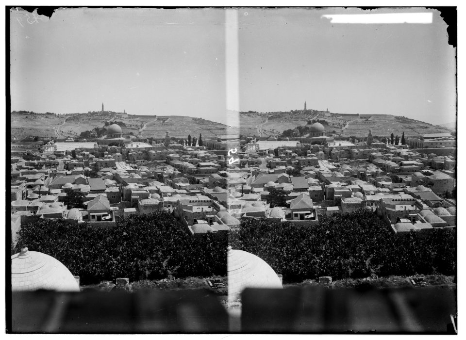Church of the Holy Sepulchre and surroundings. Jerusalem and Olivet from the German church LOC matpc.00865