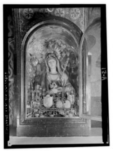 Church of the Holy Sepulchre and surroundings. Statue of the Virgin bedecked with jewels LOC matpc.12304