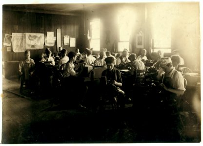 Cigar Factory, Indianapolis Ind. Boys in foreground. Witness E. N. Clopper. L. W. H., Aug, 1908. LOC cph.3a29760