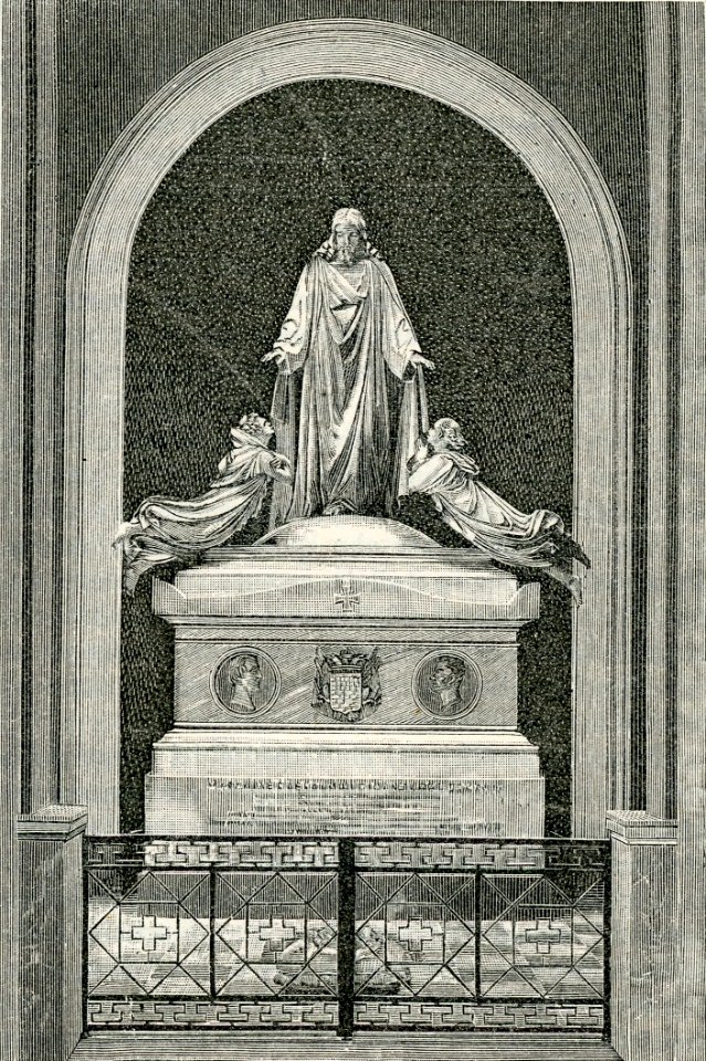 Cimitero della Certosa monumento ai fratelli Giuseppe e Gaetano Pepoli xilografia