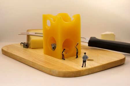 Cheese board knife mice photo