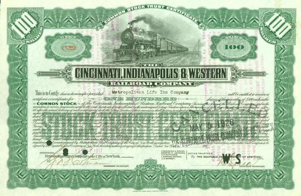 Cincinnati, Indiana & Western RR 1917