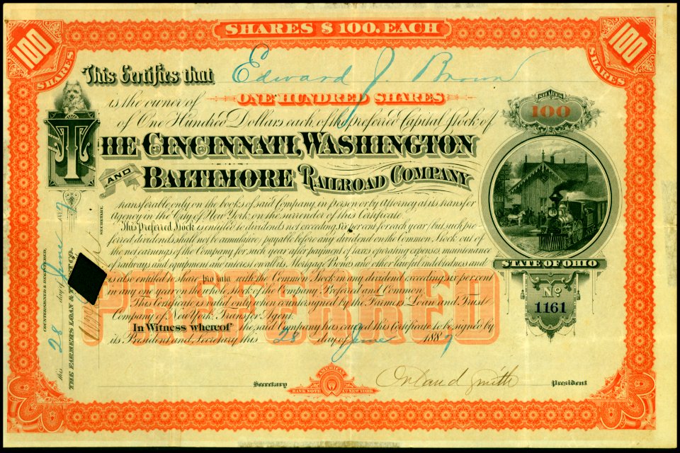 Cincinnati, Washington and Baltimore RR 1887
