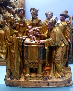 Circumcision scene, fragment of an altarpiece, Brabant, Anvers, c. 1540, oak, polychrome - Cinquantenaire Museum - Brussels, Belgium - DSC08627 photo