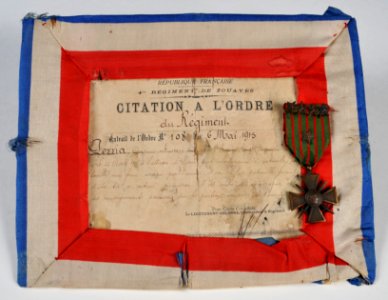 Citation d'Onésime Pezzia à l'ordre du 4ème régiment de zouaves