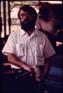 City Employee of an Auto Emission Inspection Station in Downtown Cincinnati, Ohio...09-1975 (4265790357)