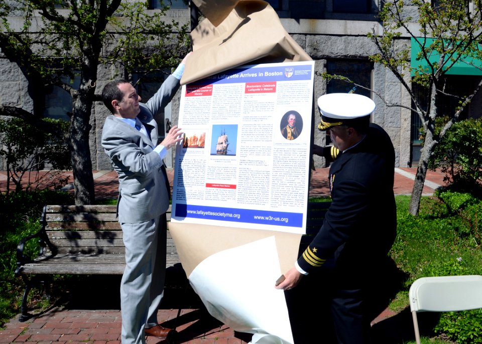 City of Boston's commemoration of the 235th anniversary of the Marquis de Lafayette's arrival 150502-N-SU274-099