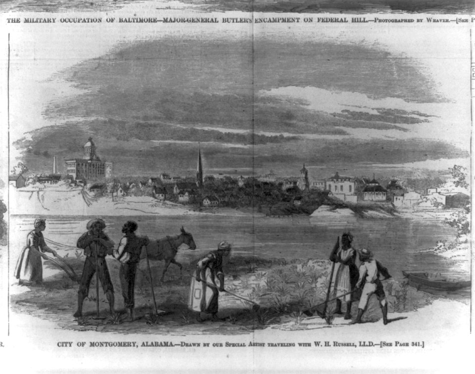 City of Montgomery, Alabama (6 blacks farming in field in foreground by river) LCCN99614268