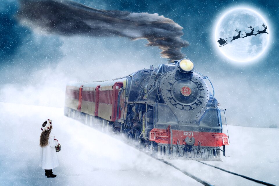 Steam locomotive loco little girl