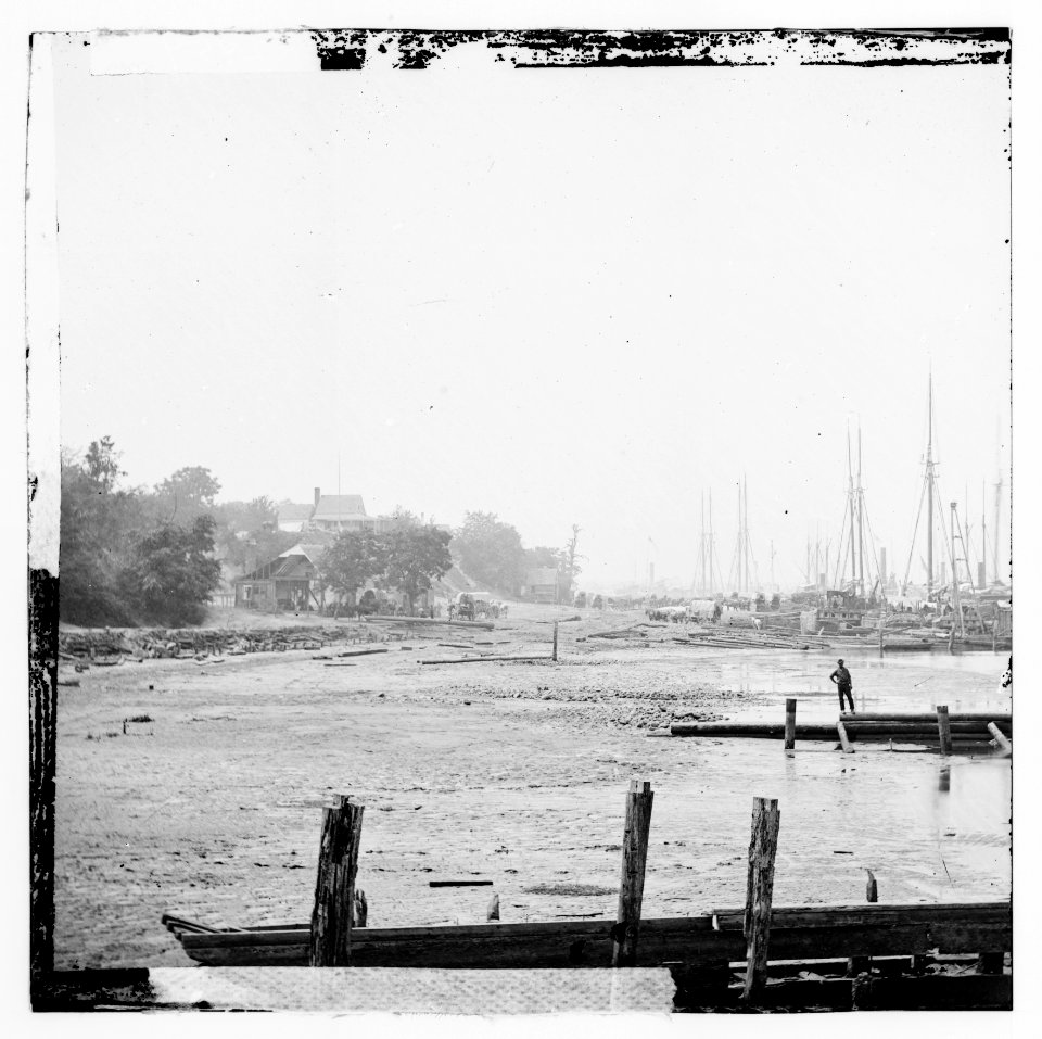 City Point, Virginia. Distance view of wharf and transports LOC cwpb.01743
