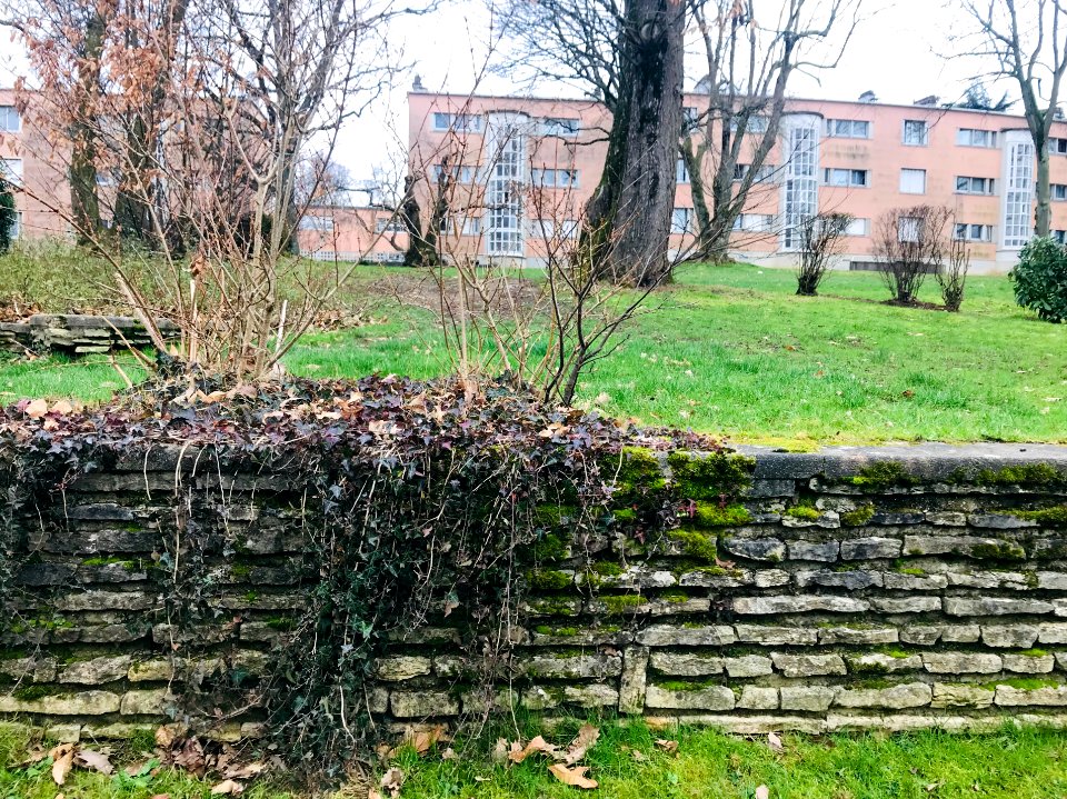 Cité-jardin Butte-Rouge - éléments paysagers - muret en pierres