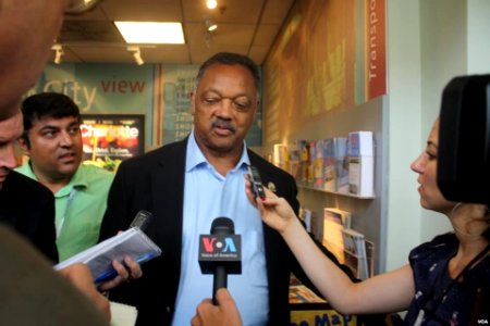 Civil Rights Activist and Democratic Political Figure Jesse Jackson talks to VOA at the Democratic Convention in Charolette, NC on Tuesday, September 4th