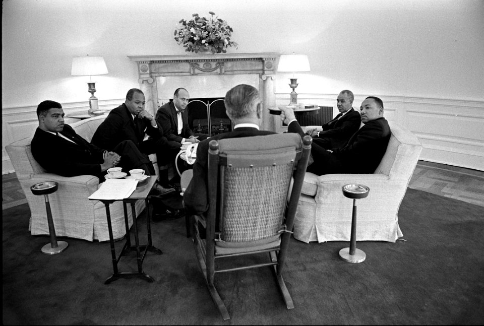 Civil Rights activists with President Johnson (3)