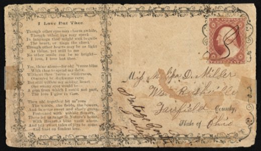 Civil War envelope with poem I love but thee in ornamental border LCCN2011648686