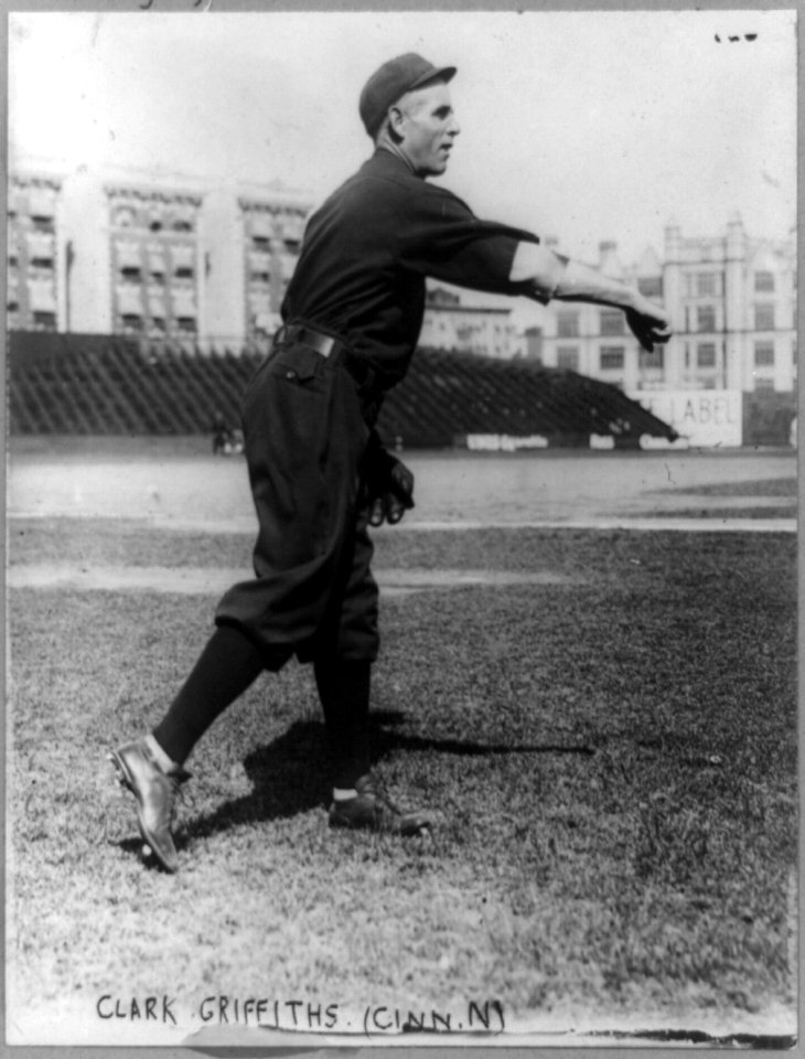 Clark Griffith, manager of Cincinnati National League baseball team, throwing ball LCCN89714162