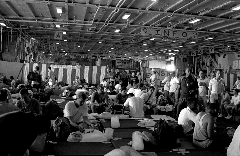 Clark Air Base and Subic Bay refugees aboard USS Midway (CV-41), June 1991