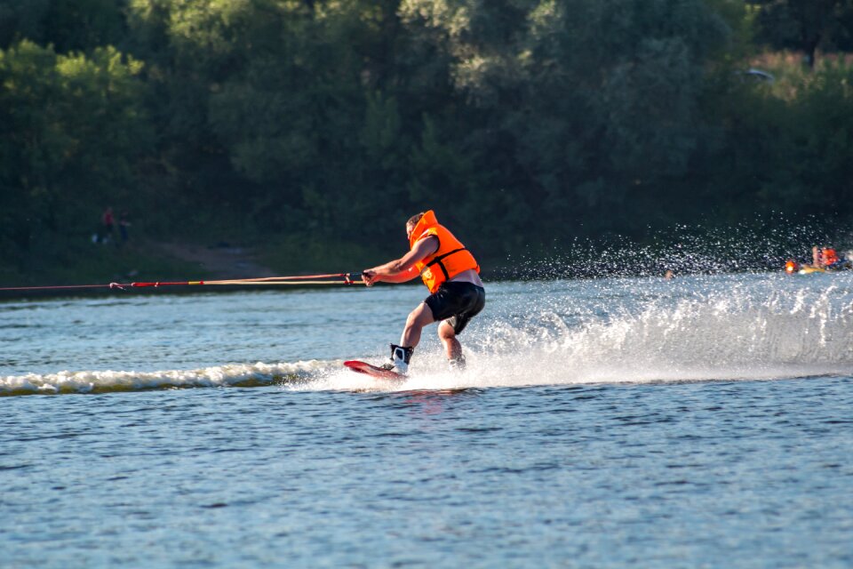 Pond body of water water skiing