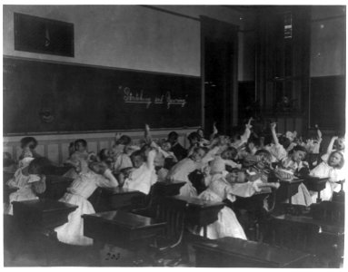 Classroom scenes in Washington, D.C. public schools - stretching and yawning exercise, 2d Division LCCN2001703661