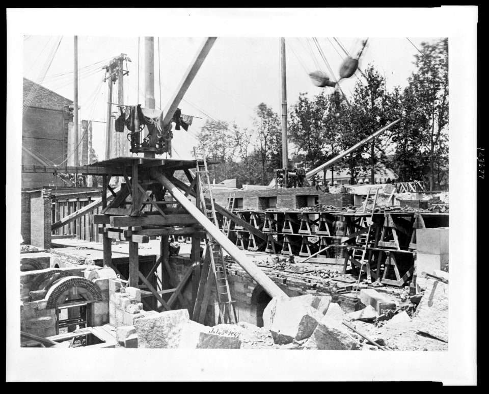 Construction equipment at the U.S. Treasury Building, Washington, D.C., construction site LCCN00652419