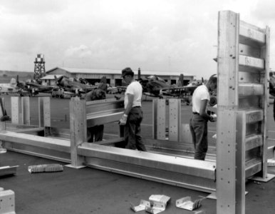 Constructing aircraft revetment at Pleiku Air Base