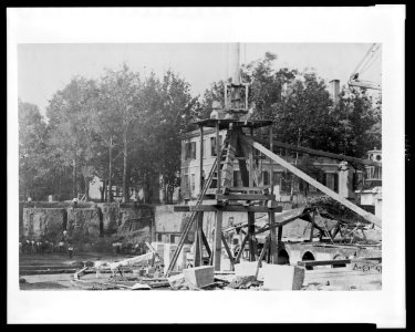 Construction equipment in excavation at site for the United States Treasury Building, Washington, D.C. LCCN00651778