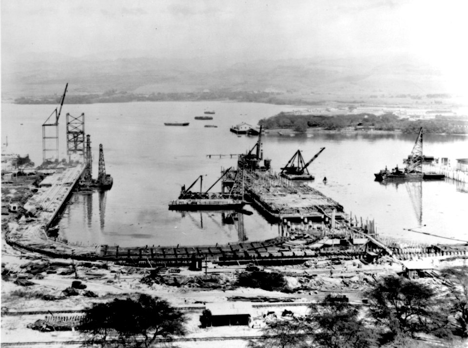 Construction of repair basins at Pearl Harbor c1935