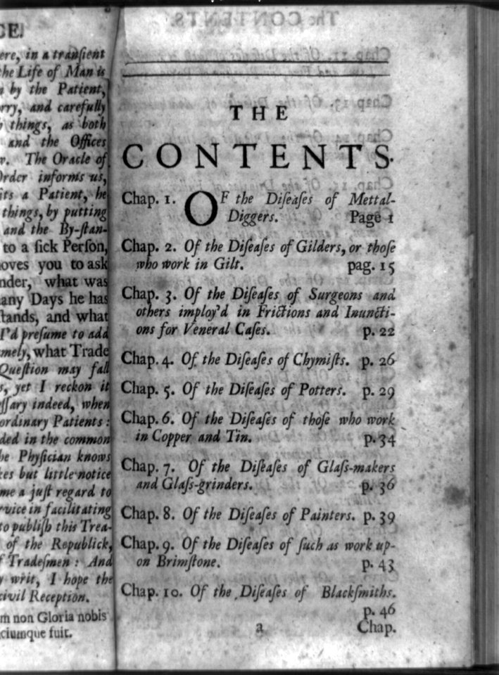 Contents page of A treatise on the diseases of tradesmen LCCN92517509
