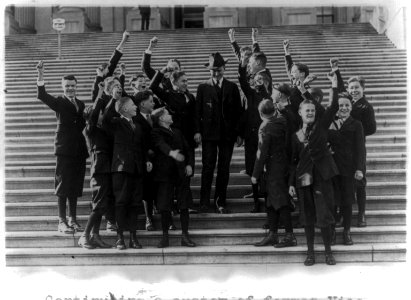 Continuing a custom of former Vice Pres. Marshall, Mr. Coolidge today entertained the Senate Pages at lunch in the Capitol - The Vice Pres. receiving three hearty cheers from the boys who LCCN2002697236
