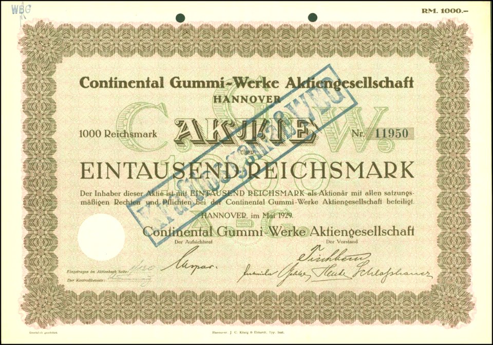 Continental Gummi-Werke AG 1929