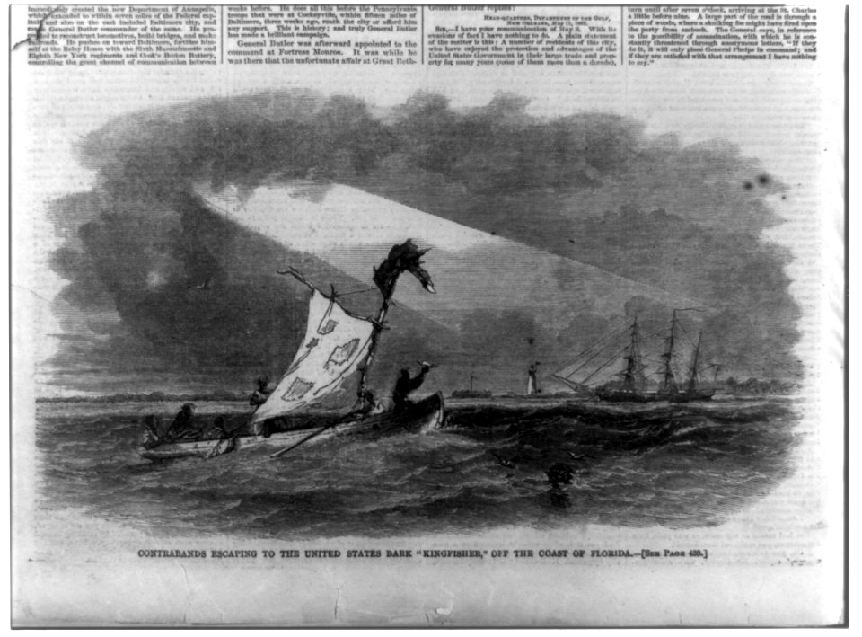 Contrabands escaping (by boat) to the United States bark KINGFISHER, off the coast of Florida LCCN99614277