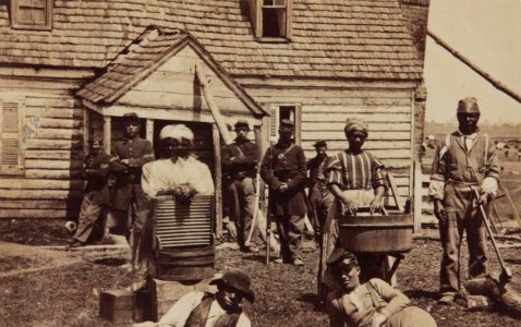Contrabands at Headquarters of General Lafayette by Mathew Brady photo