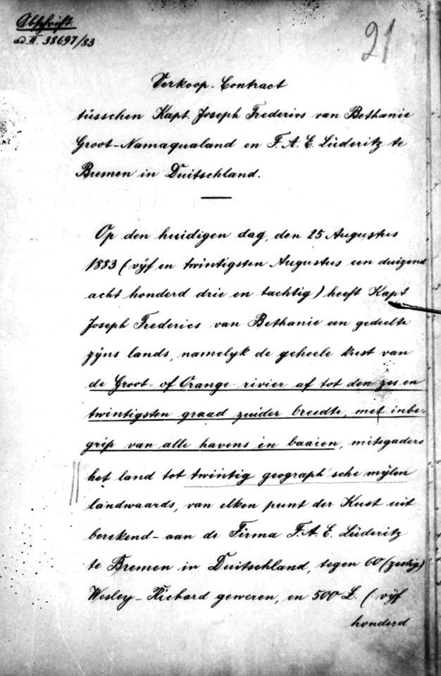 Contract Frederiks-Vogelsang 1883 p1