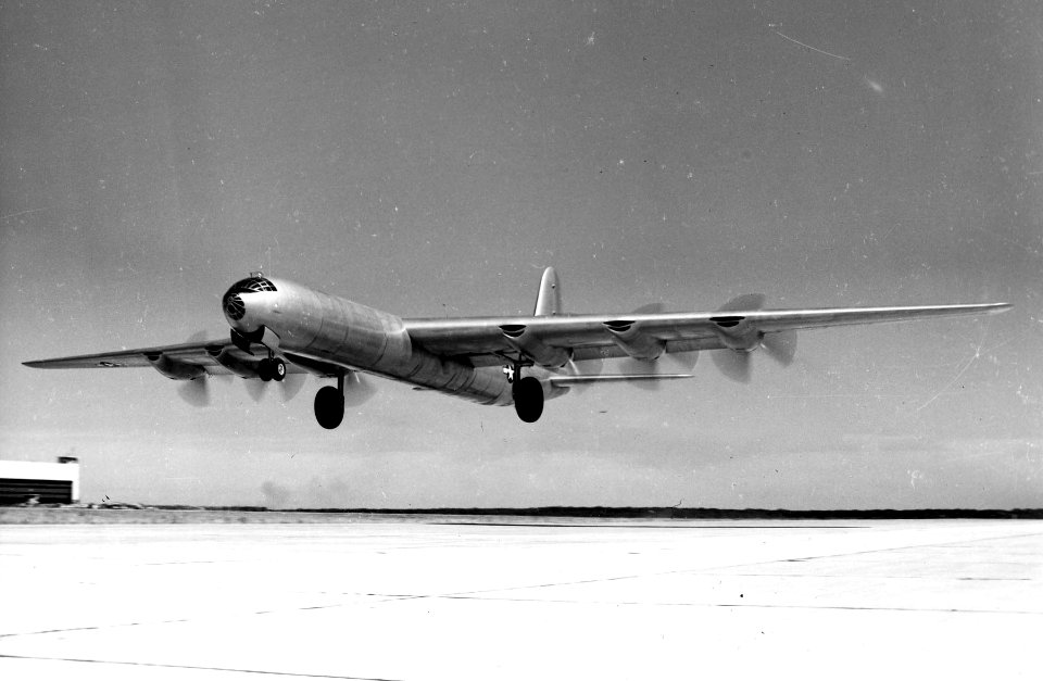 Convair XB-36 in flight just after takeoff or just before landing 061128-F-1234S-025